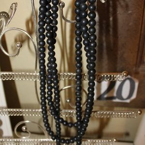 Long Black Bead Necklace